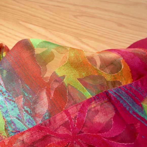 Erin London Women's Colorful Button Up Mesh Blouse, Size L - Picture 8 of 9